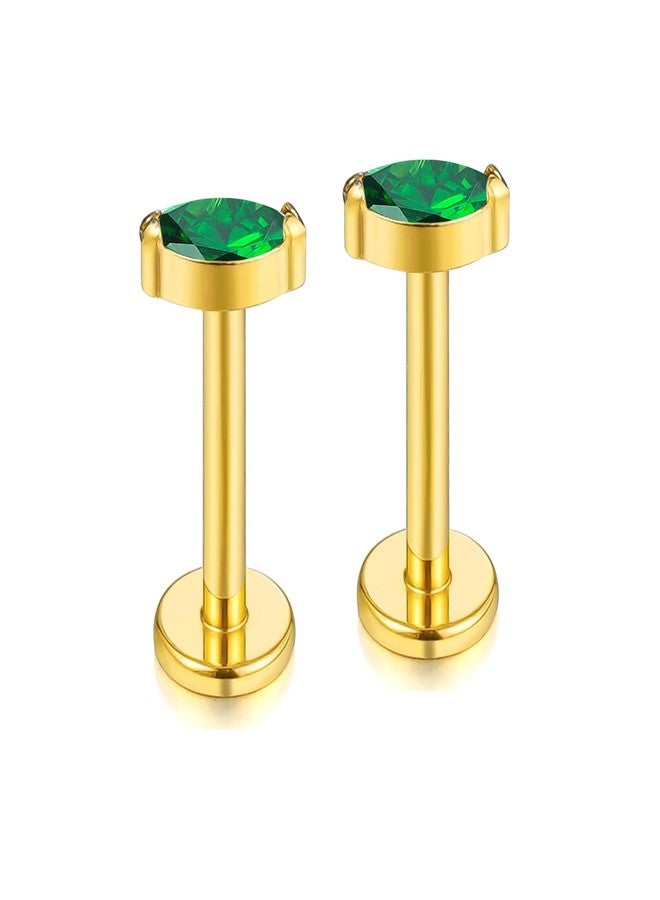 BelezaDosas G23 Titanium Labret Studs 16G Threadless Push-in Press Fit Lip Cluster Tragus Helix Lobe Conch Rook Medusa Cartilage Monroe Earring Push Back Piercing Jewelry (eye-Green) - Image 1